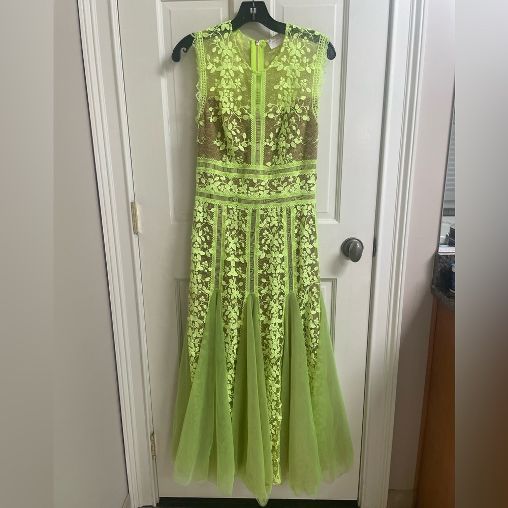 Bronx and Banco Neon Green Lace Dress
